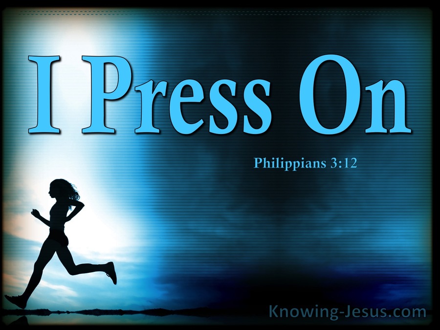 Philippians 3:12 Press On to Obtain (aqua)